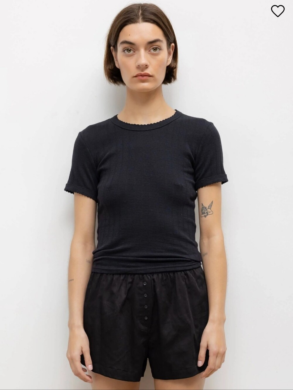 NWT Leset Pointelle Slim Fit Tee - Black - Medium